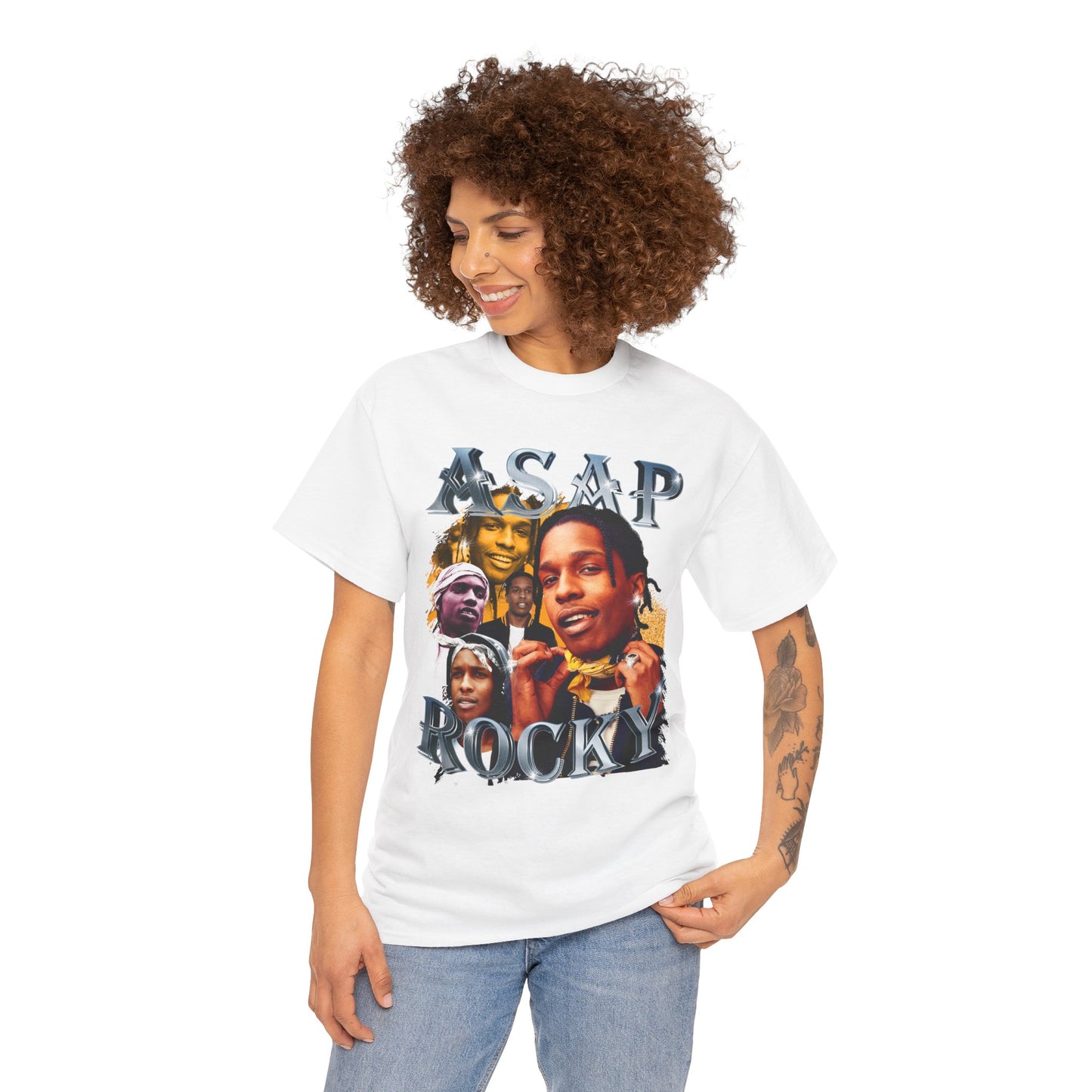 DATNEWDRIP ASAP Rocky Collar Poppin' Graphic Hip Hop T-Shirt