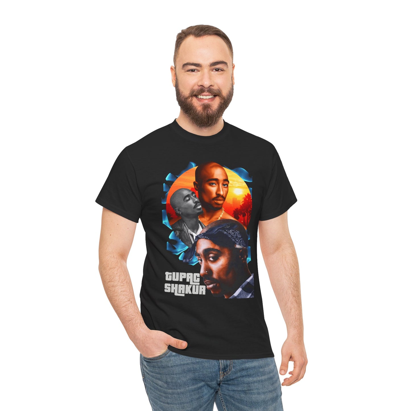 DATNEWDRIP 2pac Sunset Graphic Hip Hop T-Shirt
