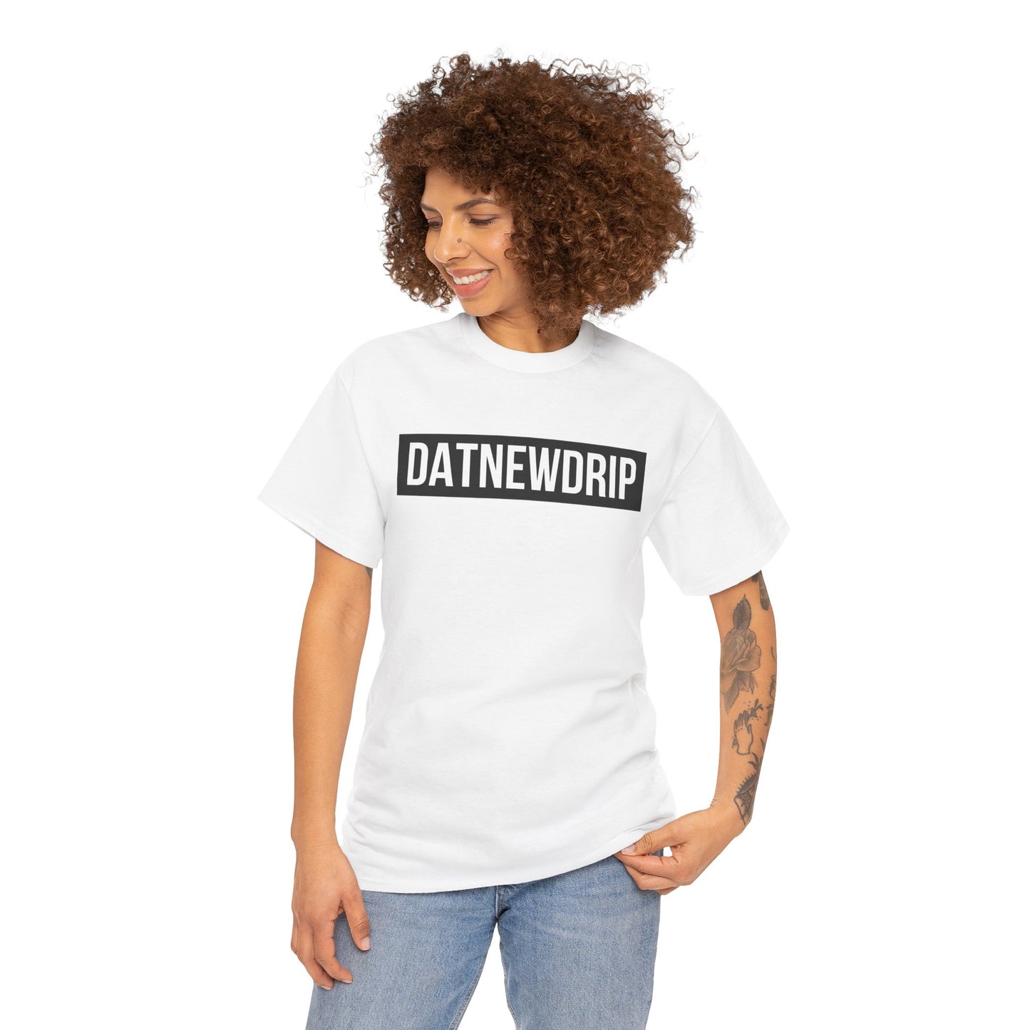 DATNEWDRIP Classic Streetwear Graphic Tee Black Bar Logo