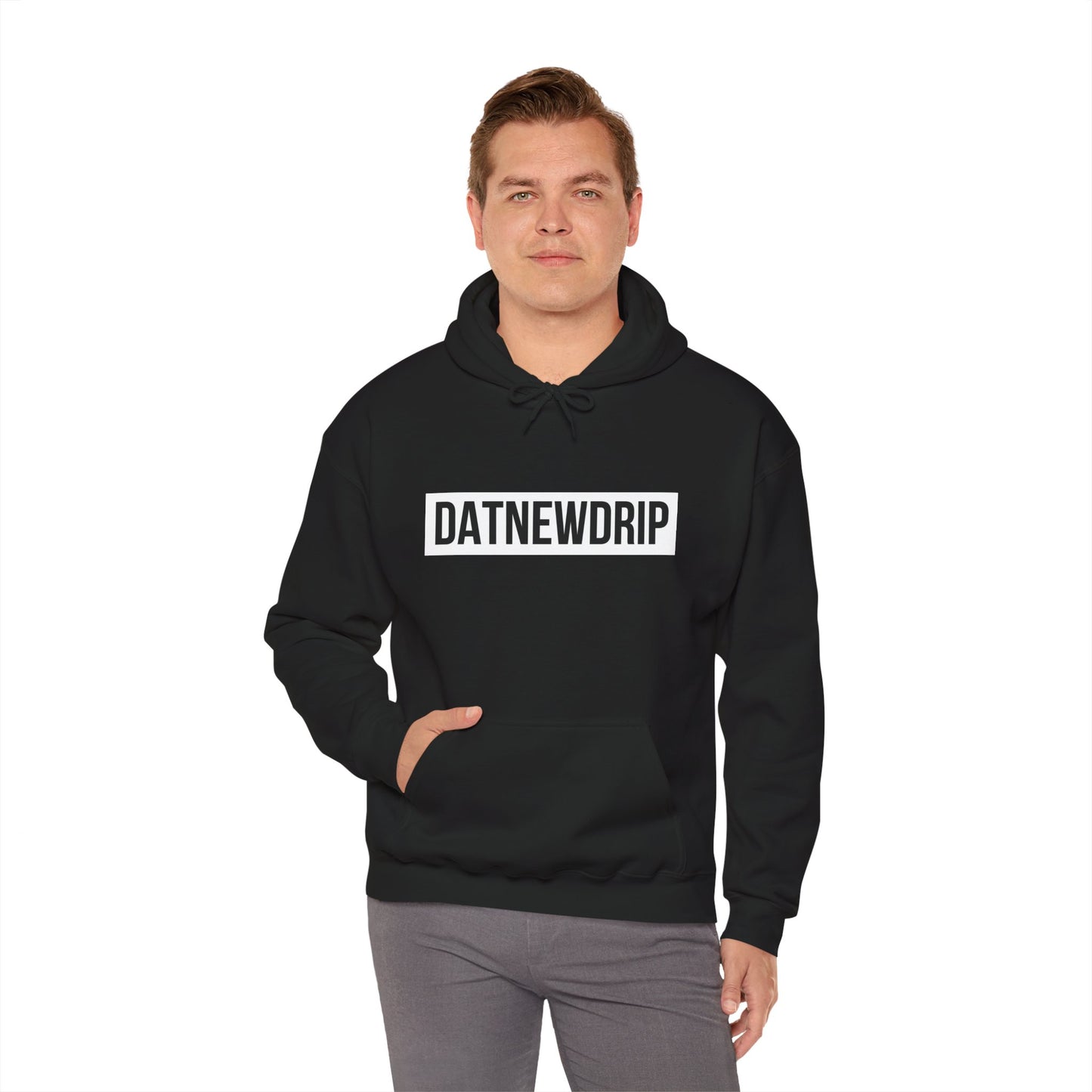 DATNEWDRIP Classic Streetwear Graphic Hoodie White Bar Logo