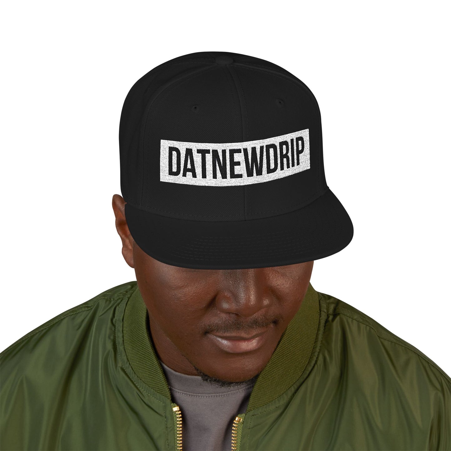 DATNEWDRIP Embroidered Snapback White Bar
