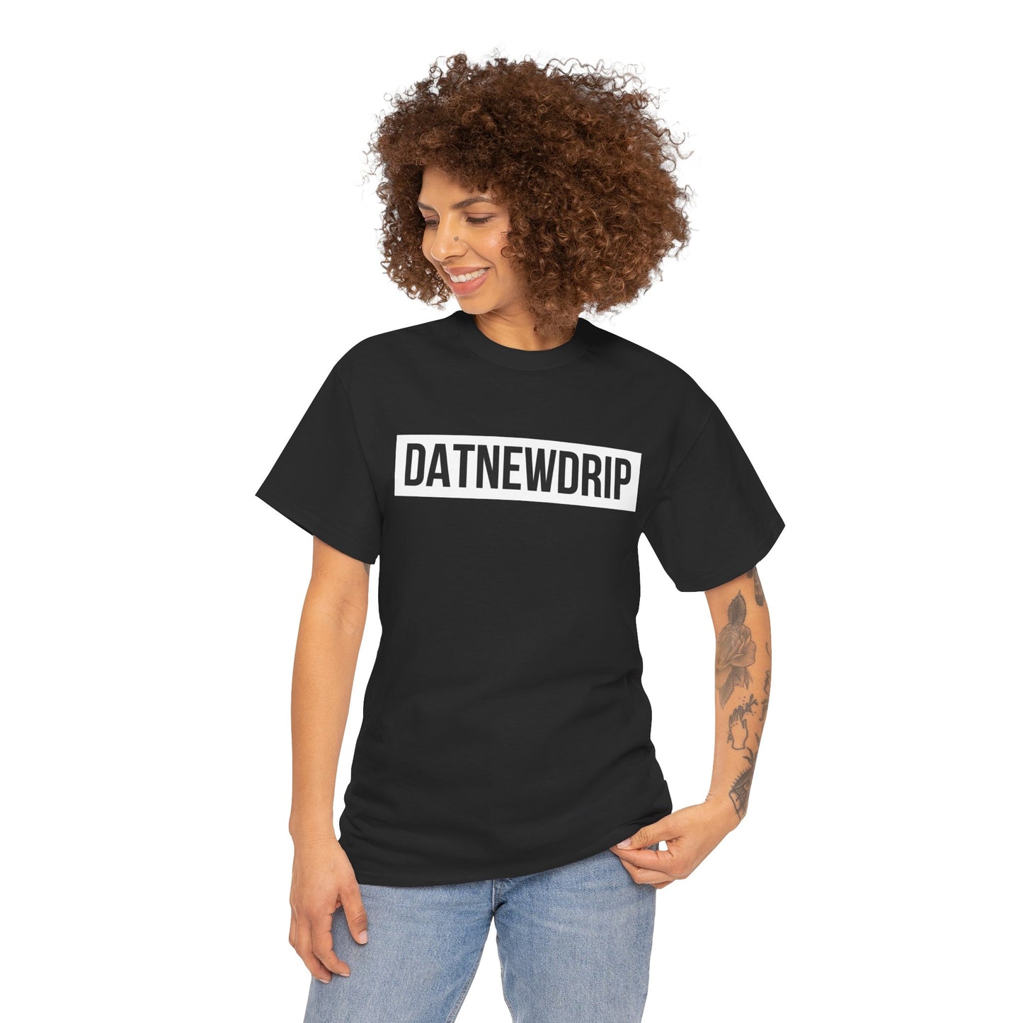 DATNEWDRIP Classic Streetwear Graphic Tee White Bar Logo