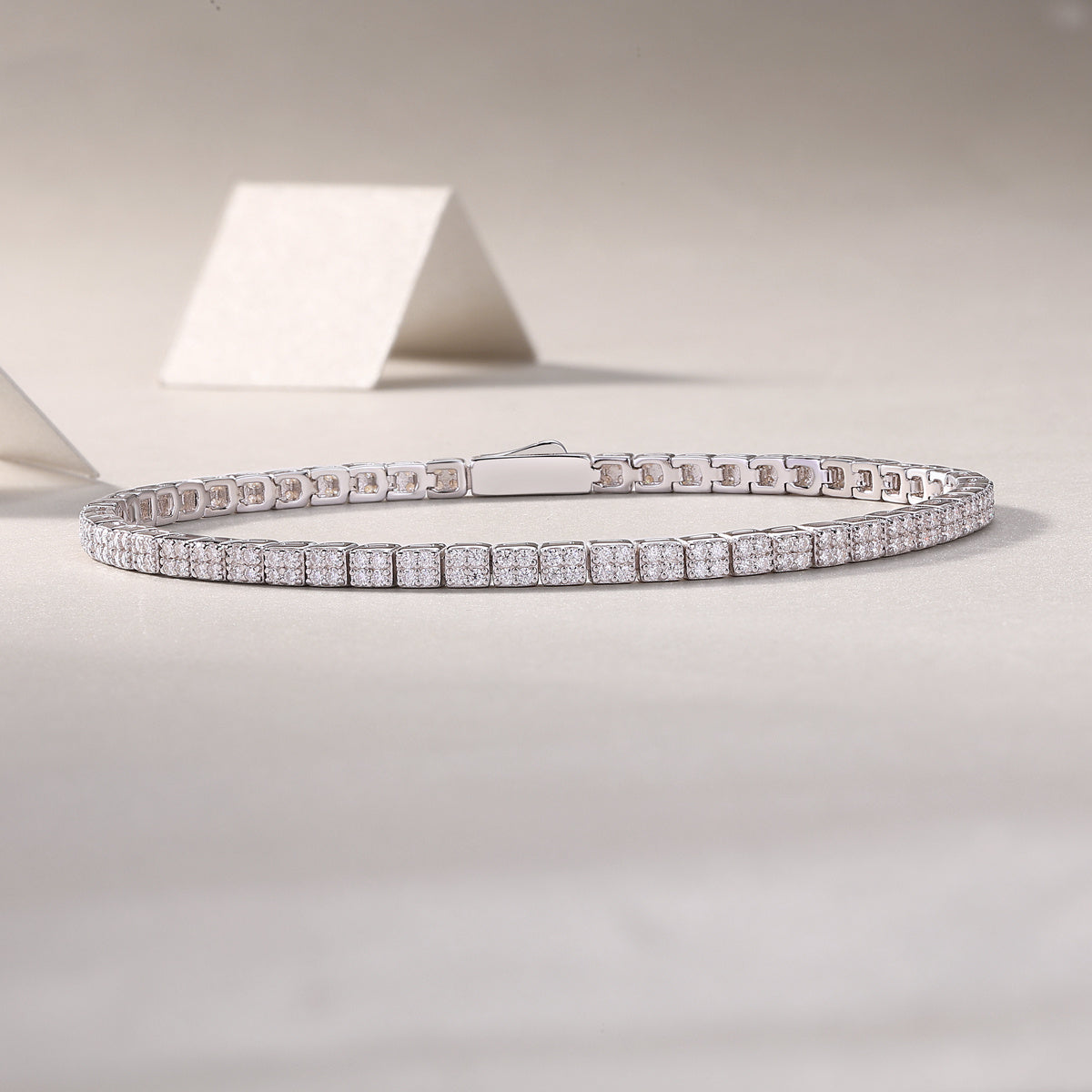 Moissanite Diamond S925 Silver Tennis Chain Bracelet Four Square