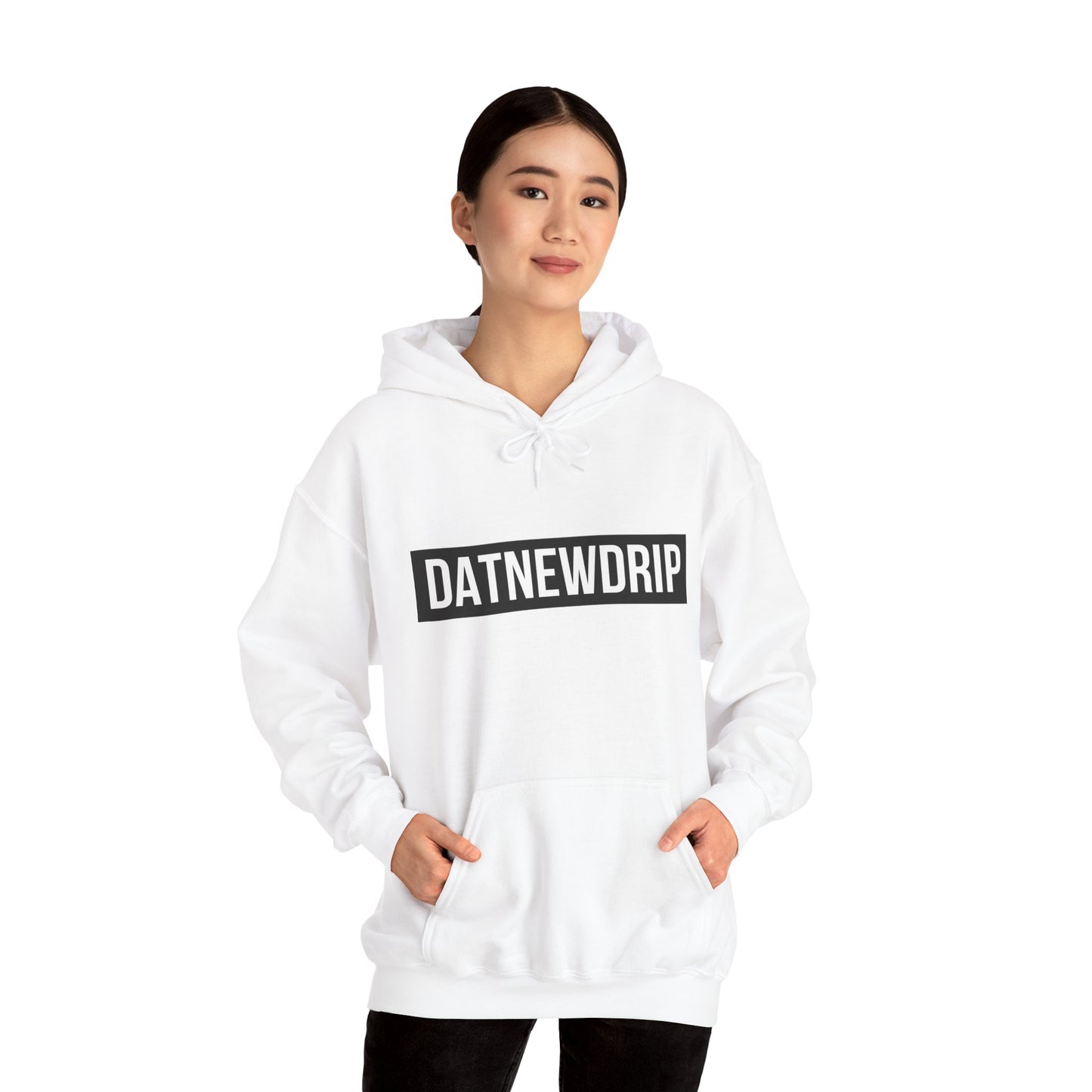 DATNEWDRIP Classic Streetwear Graphic Hoodie Black Bar Logo