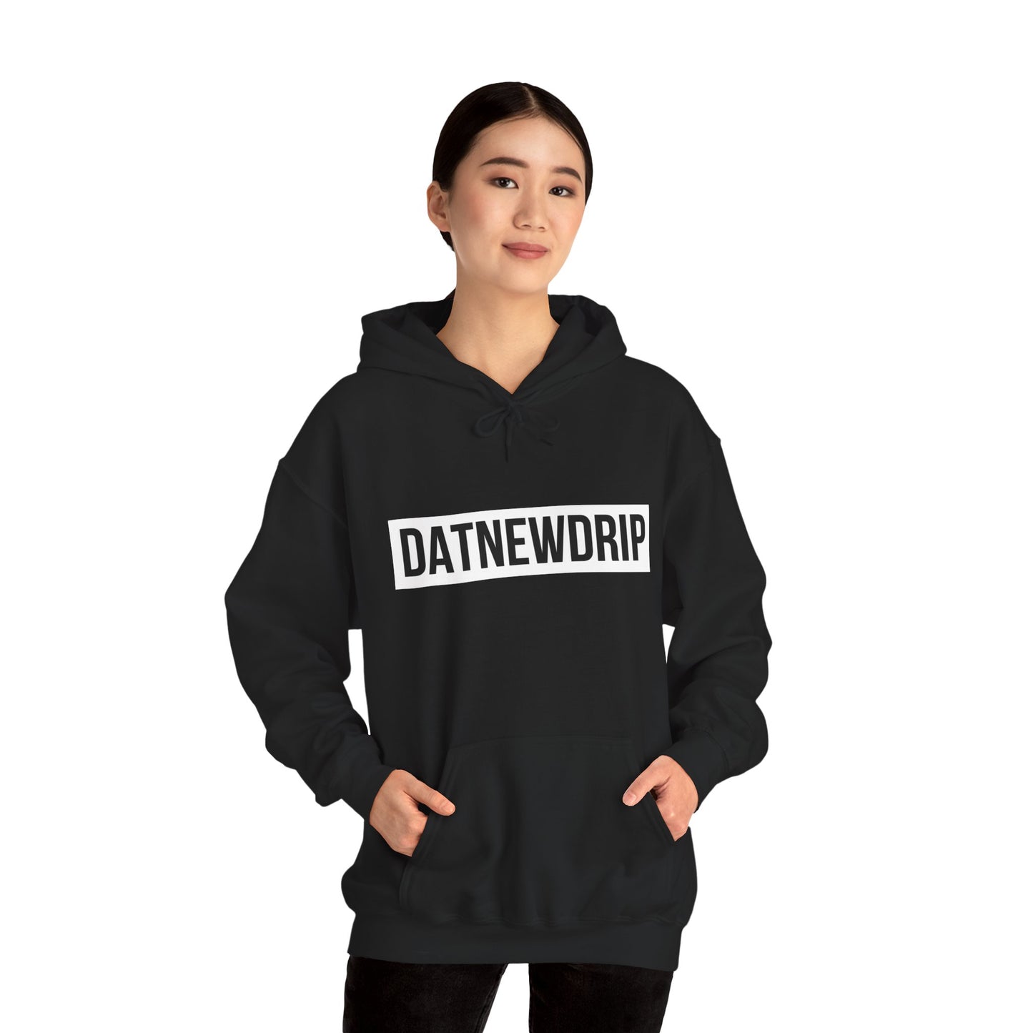 DATNEWDRIP Classic Streetwear Graphic Hoodie White Bar Logo