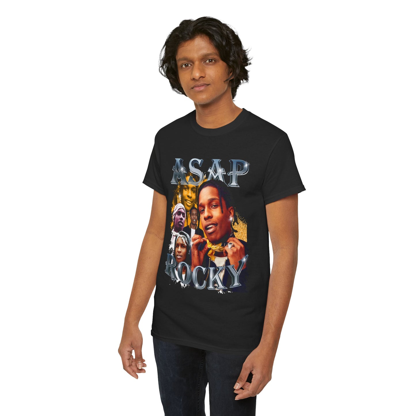 DATNEWDRIP ASAP Rocky Collar Poppin' Graphic Hip Hop T-Shirt