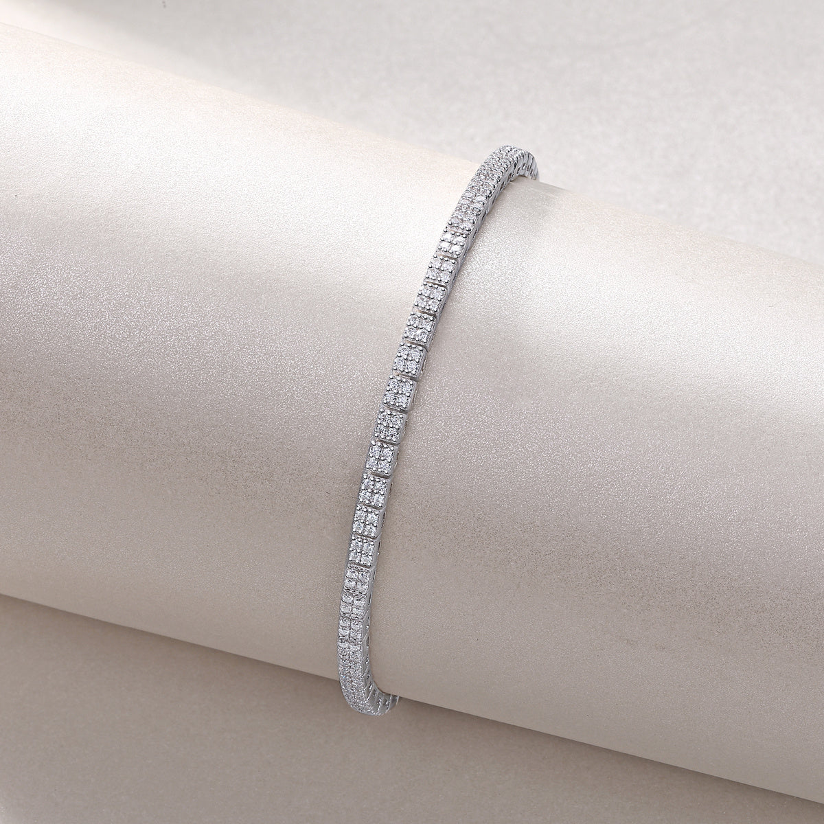Moissanite Diamond S925 Silver Tennis Chain Bracelet Four Square
