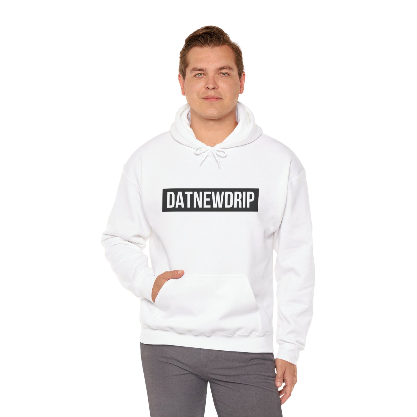 DATNEWDRIP Classic Streetwear Graphic Hoodie Black Bar Logo