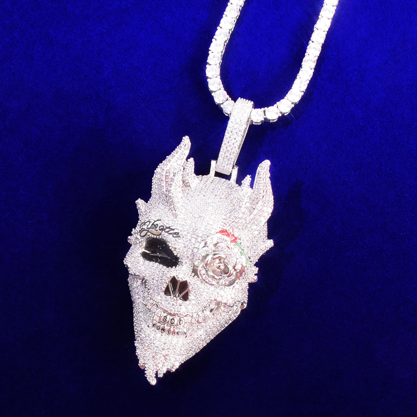 DATNEWDRIP Skull Men's Pendant Cubic Zircon Gold Color Plated Hip Hop Necklace Rock Jewelry