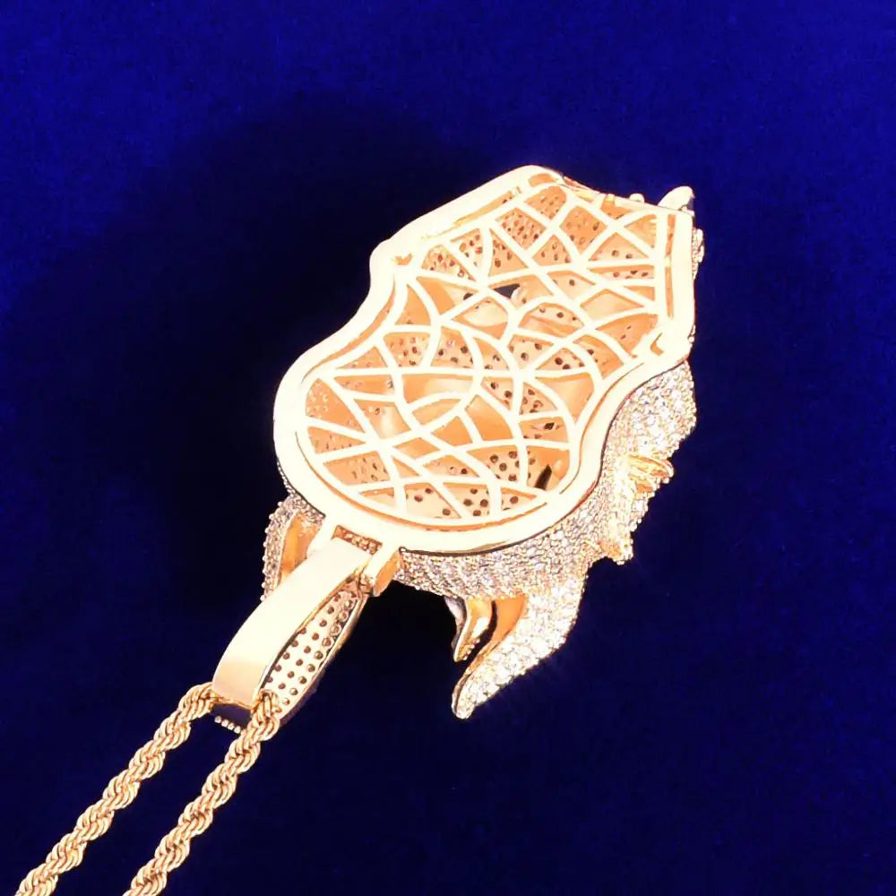 DATNEWDRIP Skull Men's Pendant Cubic Zircon Gold Color Plated Hip Hop Necklace Rock Jewelry