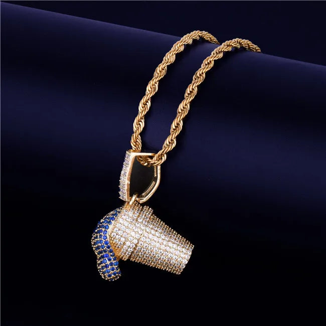 DATNEWDRIP Sizzurp Cup Pendant Necklace Gold Color Cubic Zircon Hip Hop Jewelry for Men