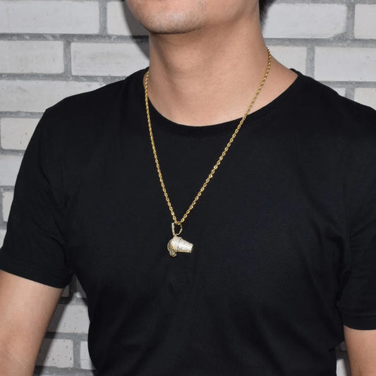 DATNEWDRIP Sizzurp Cup Pendant Necklace Gold Color Cubic Zircon Hip Hop Jewelry for Men