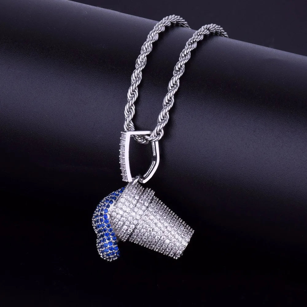 DATNEWDRIP Sizzurp Cup Pendant Necklace Gold Color Cubic Zircon Hip Hop Jewelry for Men