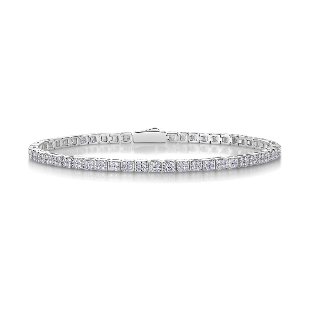 Moissanite Diamond S925 Silver Tennis Chain Bracelet Four Square