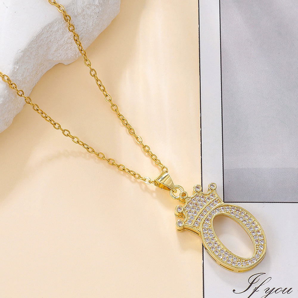 Iced Out Uppercase Letter Crown Pendant