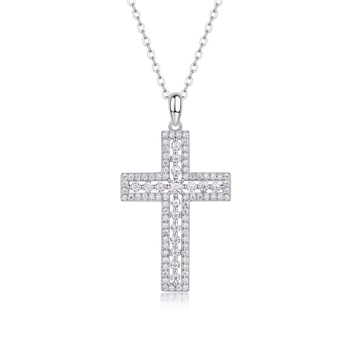 Shelter Luxury Fashion Diamond Pendant Necklace Set With Mosan Diamond Silver Ornaments