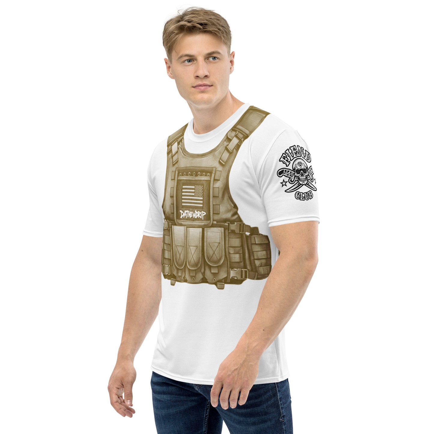 Men's Y2K tactical vest graphic tee by DATNEWDRIP featuring a bold design and comfortable fit