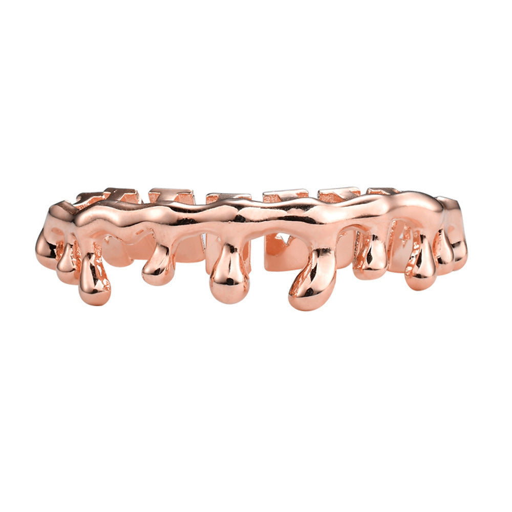 DatNewDrip rose gold drip style gold hip hop grillz for front teeth custom fit fashion accessory