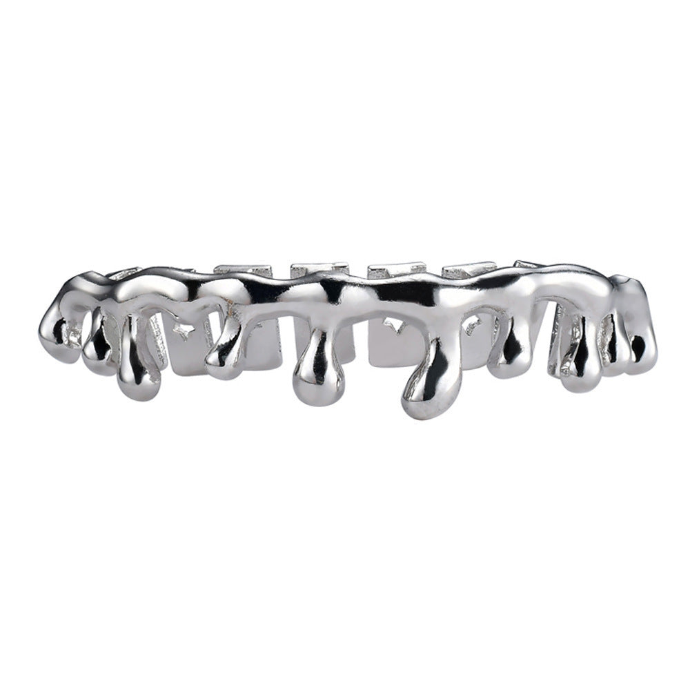DatNewDrip gold hip hop grillz dripping front teeth cover polished urban stage accessory