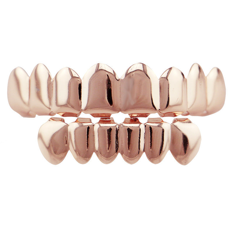 DatNewDrip 8 tooth gold grillz set polished rose gold top and bottom custom fit teeth