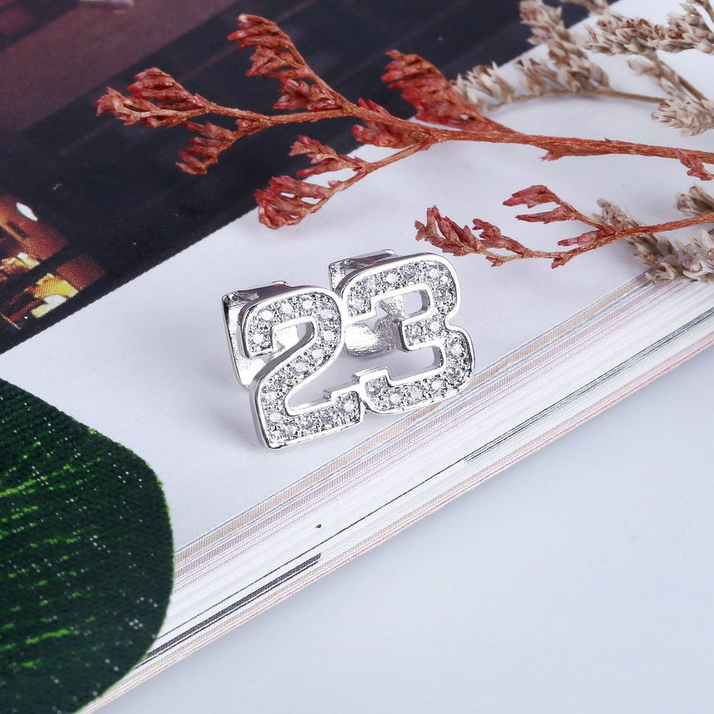 DatNewDrip 23 two tooth grillz set silver iced 23 number two tooth dental jewelry