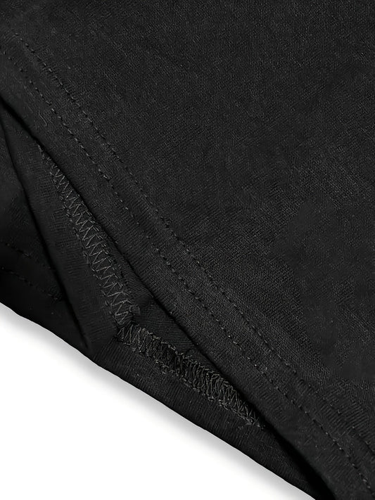 Close-up of the stitching detail on the DatNewDrip blunt lick t-shirt in black fabric