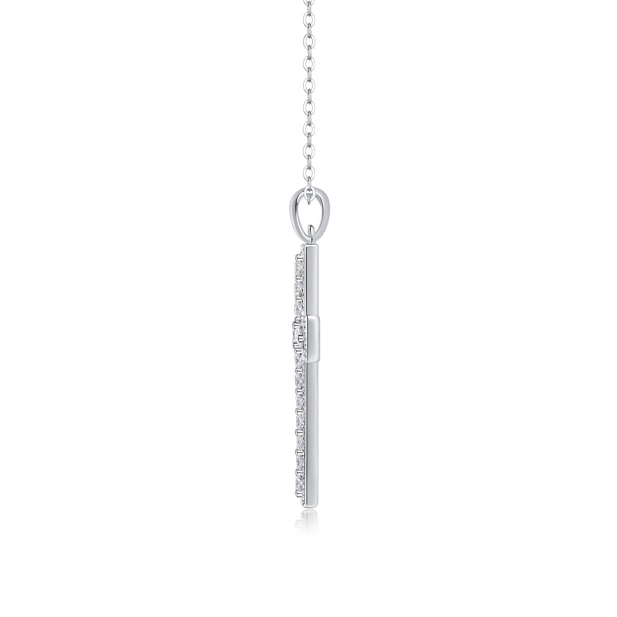 Shelter Luxury Fashion Diamond Pendant Necklace Set With Mosan Diamond Silver Ornaments
