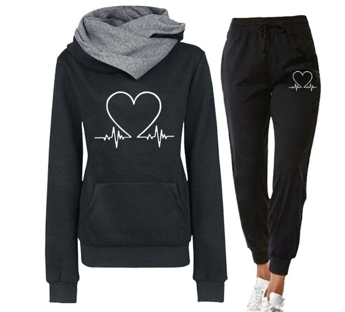 Love Heartbeat Hoodie & Joggers Suit Set - Womens