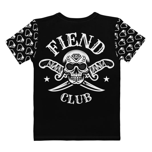 Fiend Club pin up girl t-shirt featuring a skull design and bold graphics for a stylish look