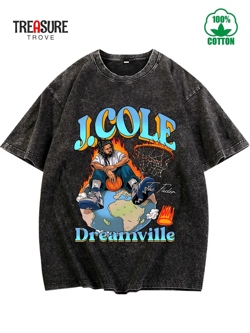 DatNewDrip graphic streetwear t-shirt featuring J. Cole and Dreamville design in vintage style