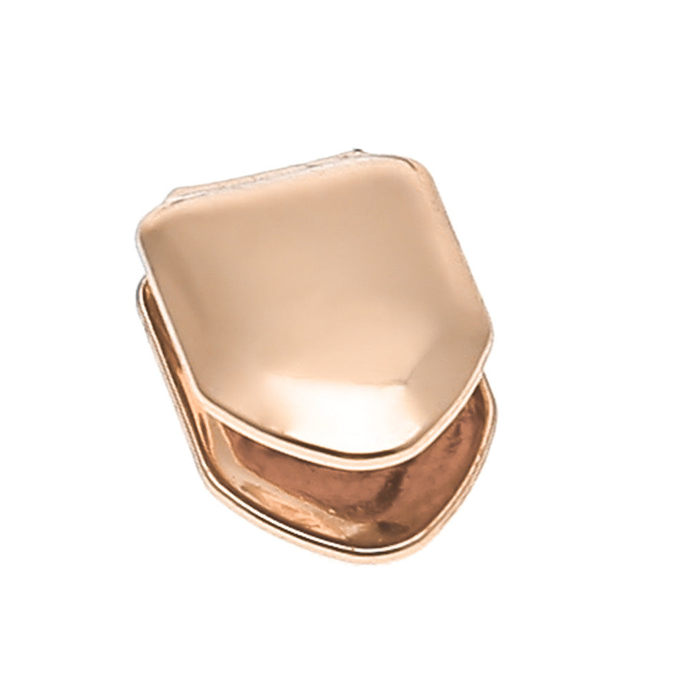 Rose gold polished single tooth grillz cap smooth removable metal tooth cover for front tooth