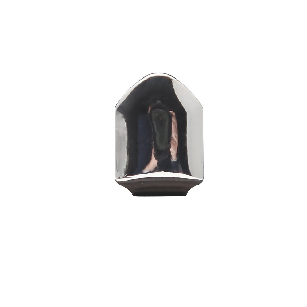 Polished silver single tooth grillz cap for top front tooth shiny metal custom fit accessory