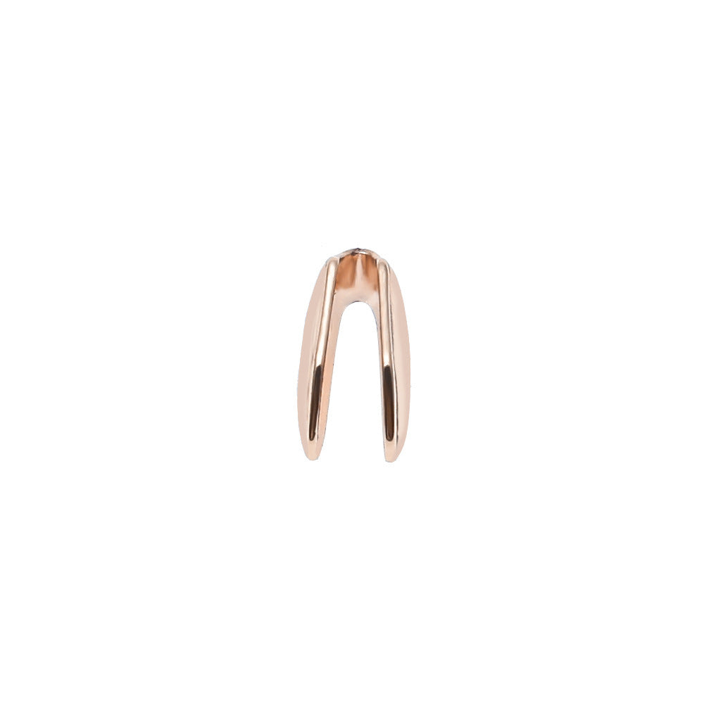 Rose gold polished single tooth grillz U shaped cap for front tooth removable mouth jewelry