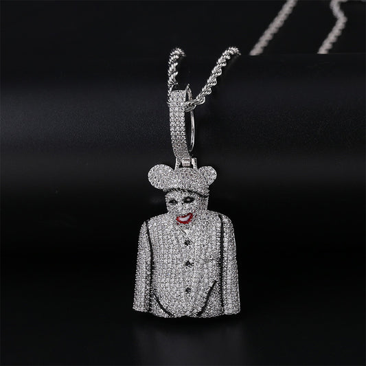 Iced Out Evil Smiling Clown Pendant