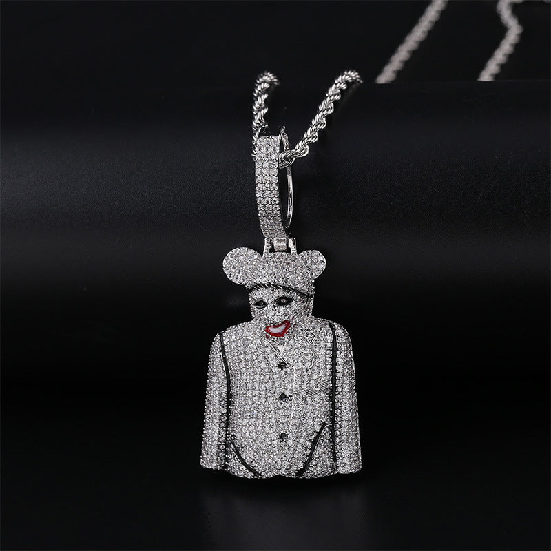 Iced Out Evil Smiling Clown Pendant