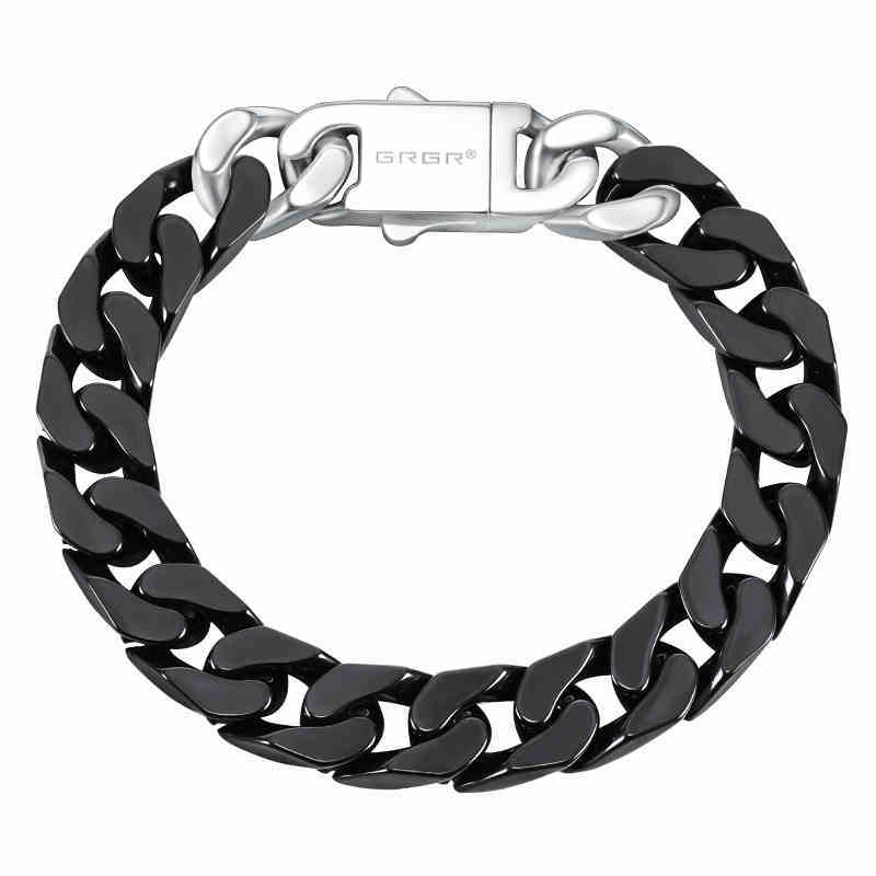 Ceramic Curbed Cuban Link Chain Style White Black Silver Bracelet