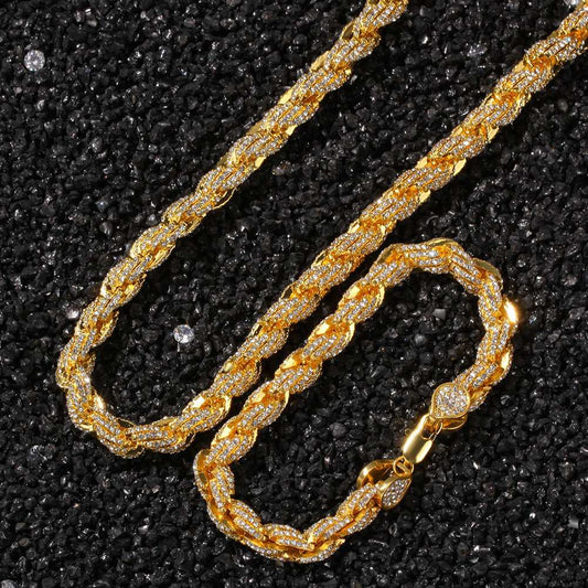Iced Out Exaggerated Rope Necklace Chain