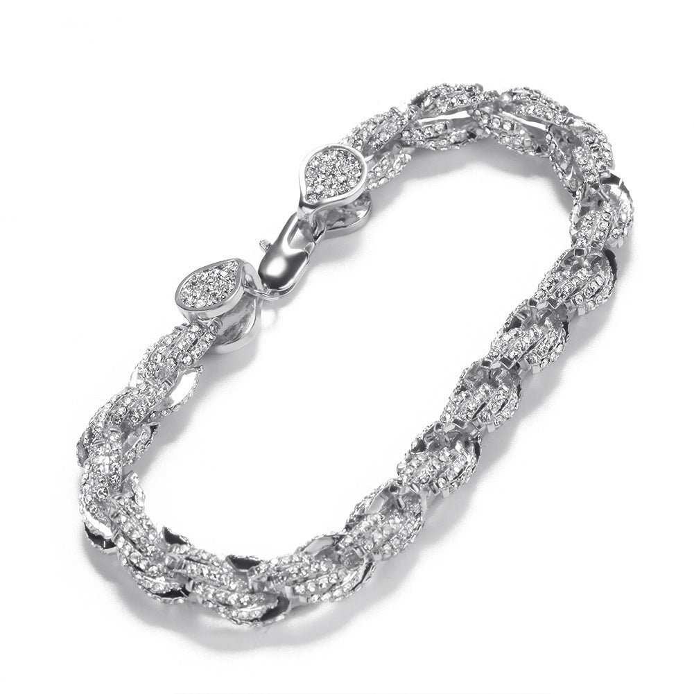 Iced Out Rope Chain Style Bling Necklace