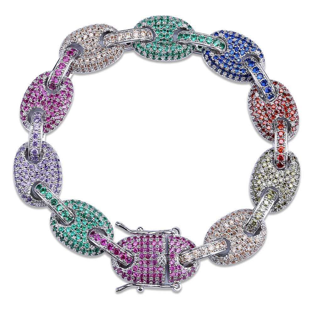 Iced Out Rainbow Pig Nose Bracelet