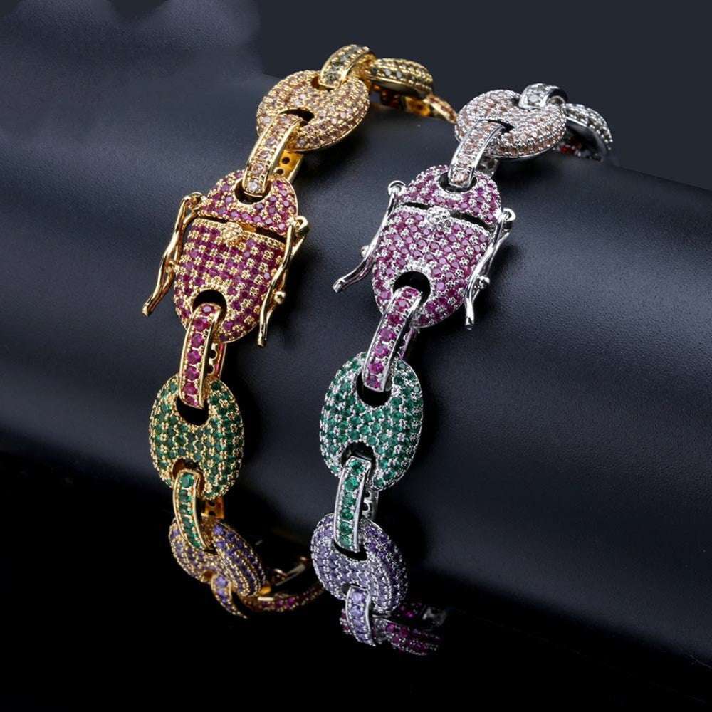 Iced Out Rainbow Pig Nose Bracelet