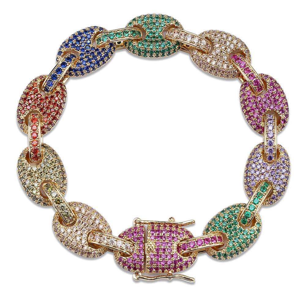 Iced Out Rainbow Pig Nose Bracelet