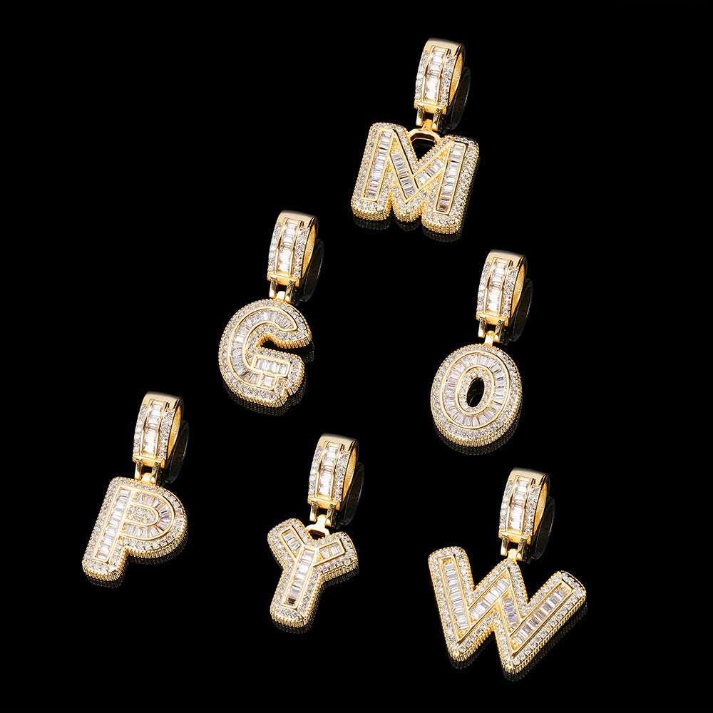 Iced Out Hip Hop Rock Candy Letter Pendant