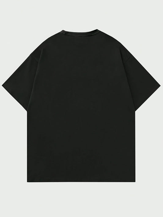 Back view of black New Life mens t-shirt from DatNewDrip designed for casual comfort