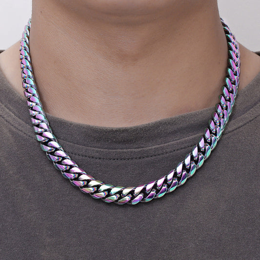 Oil Rainbow Smooth Buckle Cuban Link Chain - DATNEWDRIP