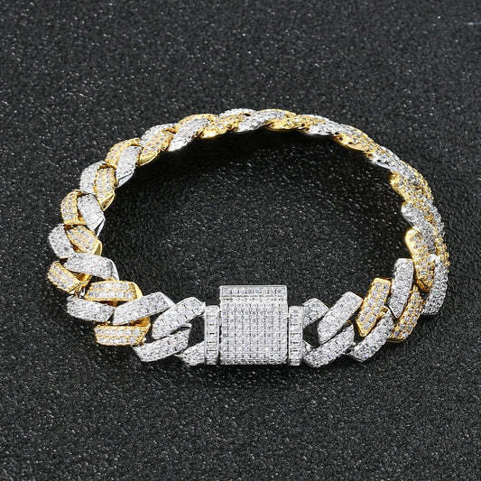 Iced Out Two-Tone Gold & Silver Cuban Link Chain