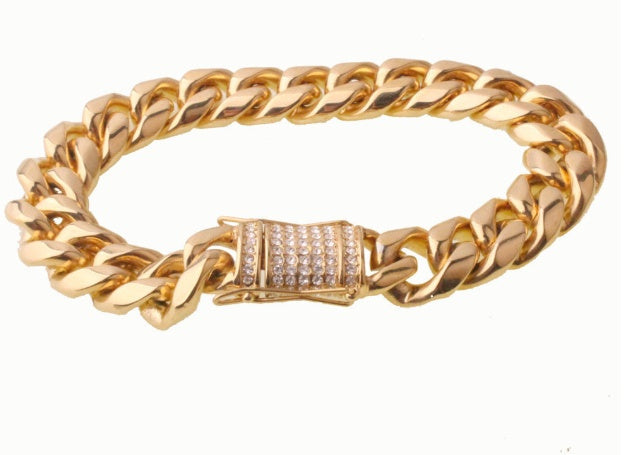 8-18mm wide stainless steel cuban Miami chains necklaces CZ Zircon box lock big heavy gold chain for men Hip Hop Rock jewelry - DATNEWDRIP