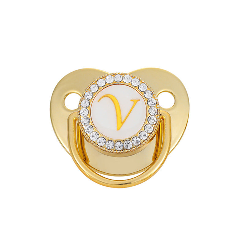 Iced Out Baby Gold 26 Letter Soothing Pacifier - DATNEWDRIP