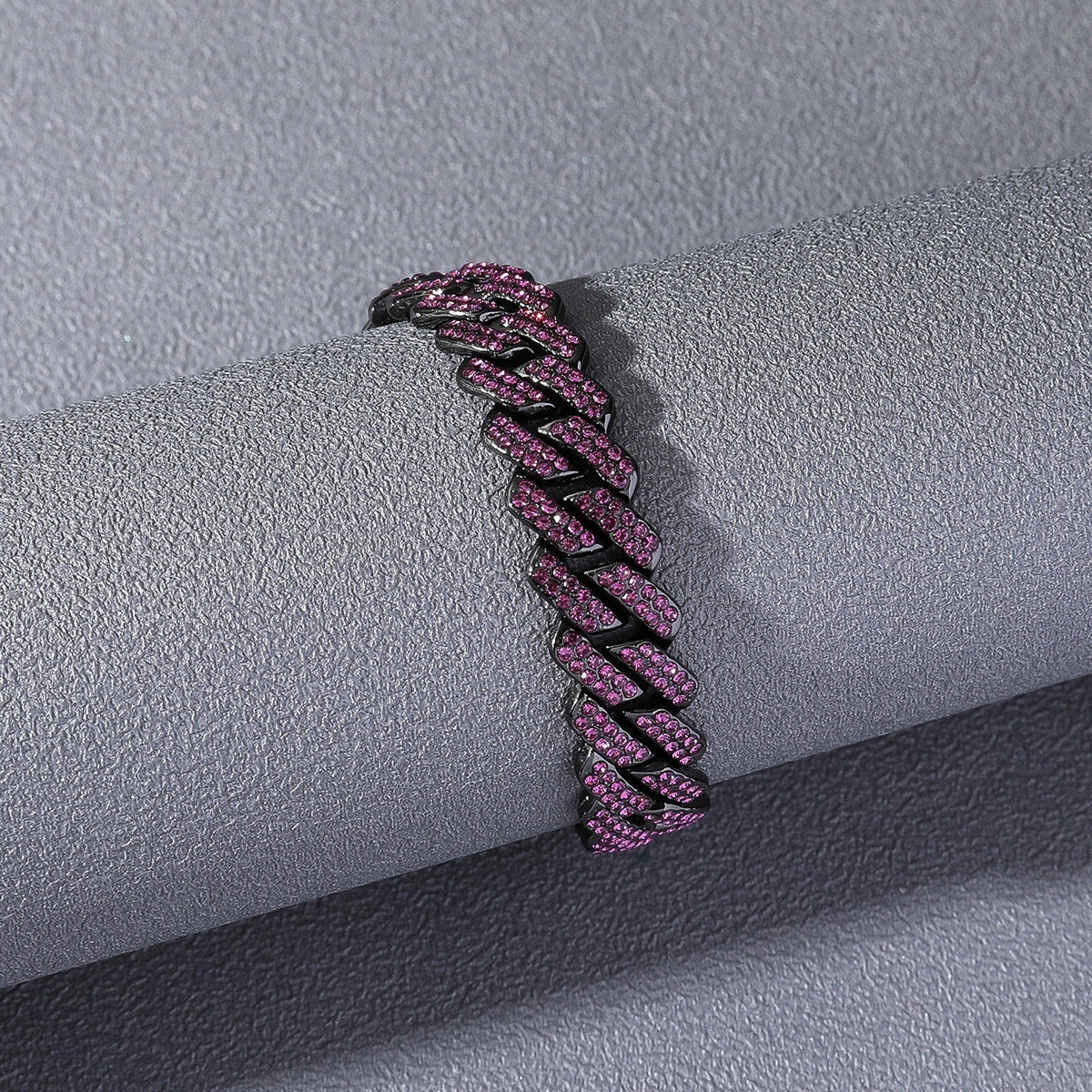 Iced Out Pink & Black Cuban Link Necklace Chain