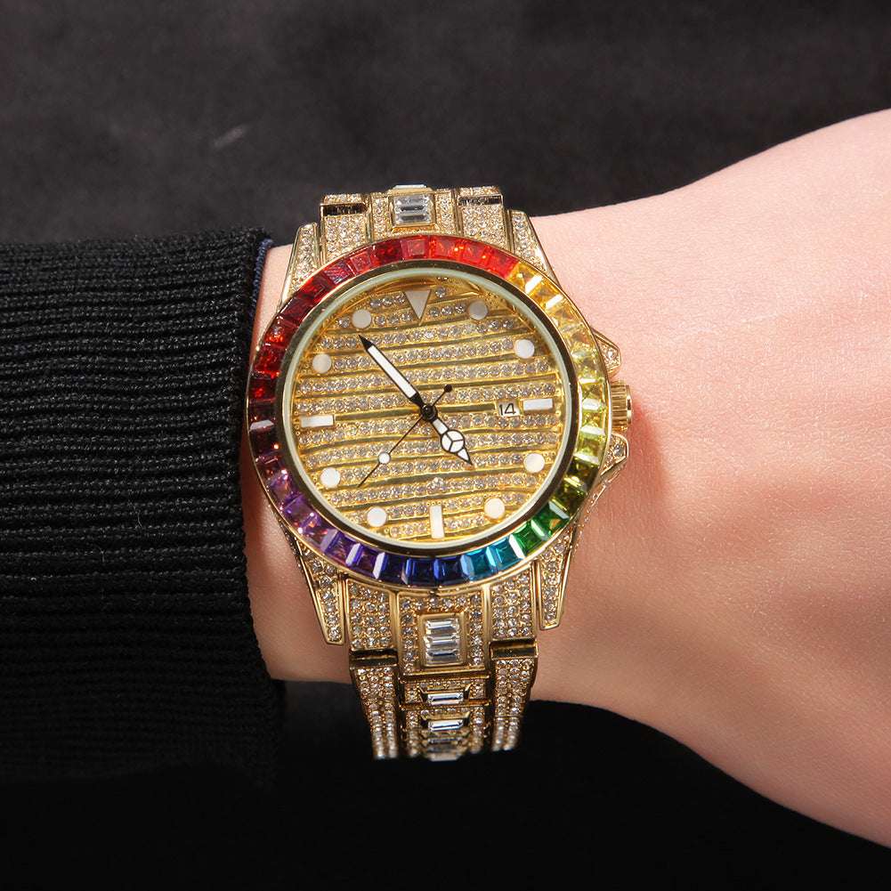 Iced Out Rainbow Watch