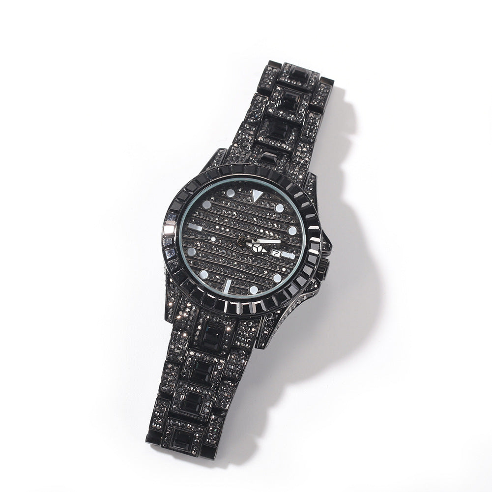 Iced Out Lines In Time Luxury Watch